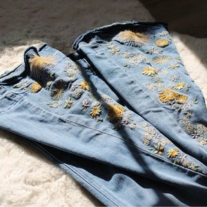 Light wash embroidered Ashley Mason flare jeans